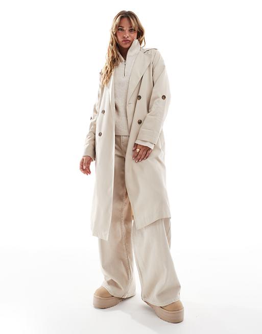 Stradivarius Trenchcoat in Stein