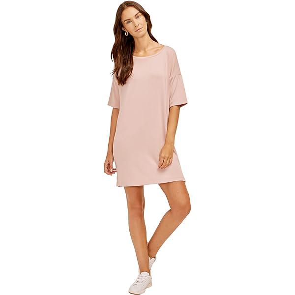 Women Three Dots Boatneck Drop Sleeve Dress For Adobe Rose