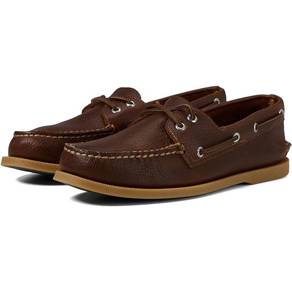 Men Sperry Authentic Original 2-Eye Seasonal For Dark Tan Leather