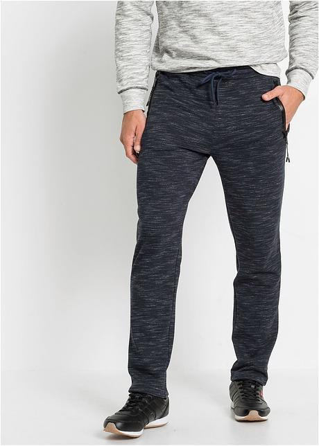 Pantalon de jogging basique pour homme avec poches zippées - bleu foncé chiné